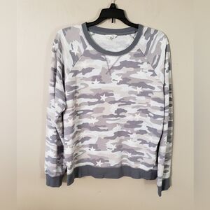 Lucky Brand Long Sleeve Camo Terrycloth Sweatshirt Size Medium